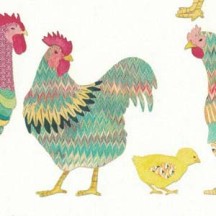 Rooster and Chick Print Italian Paper ~ Tassotti